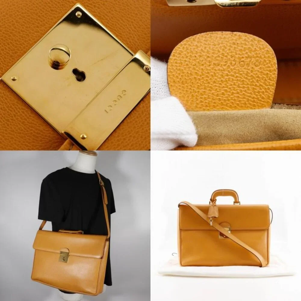 Gucci Vintage Calfskin Yellow Business Bag